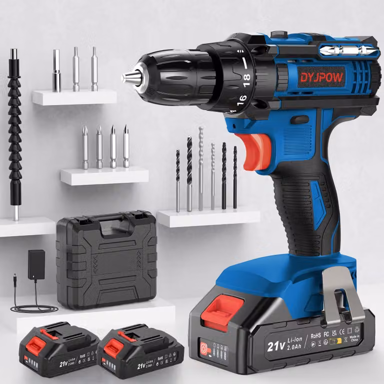Trapano avvitatore a batteria da 21 V - Coppia di 42 Nm - 2 batterie da 2,0 Ah - 2 velocità - Luce LED