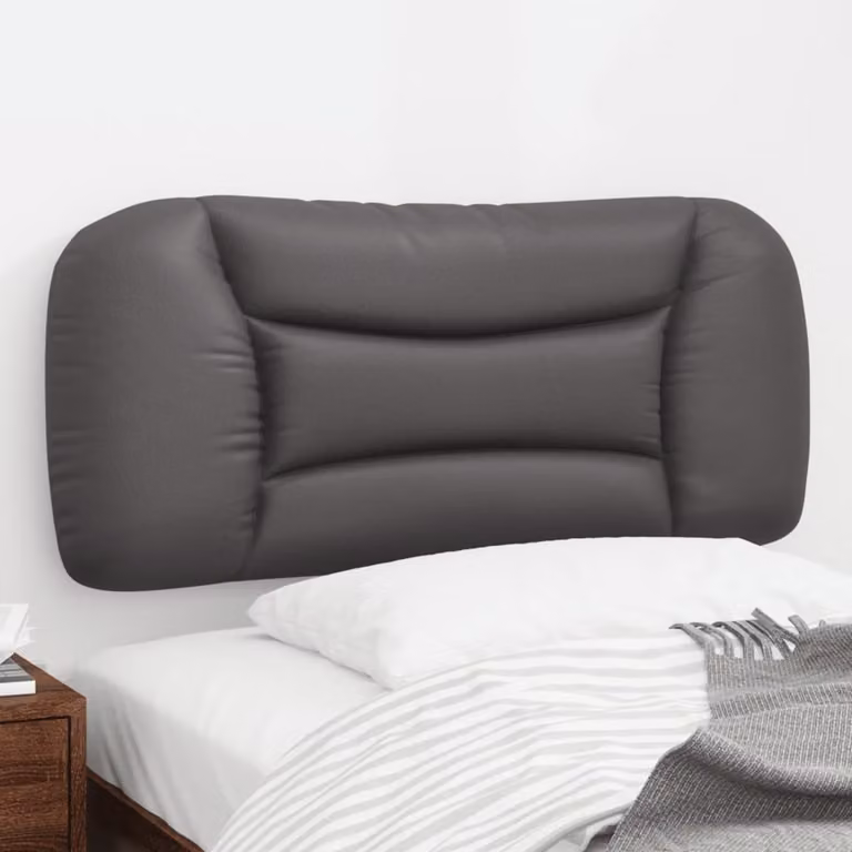 Testiera per letto imbottita vidaXL Hvar Grigio in similpelle con design a righe, da appendere al muro, L: 80 cm, H: 90 cm, P: 15 cm