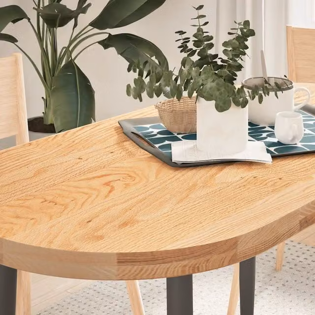 Piano per tavolo ovale in rovere massello vidaXL, colore marrone, L: 120 cm, P: 60 cm, H: 4 cm