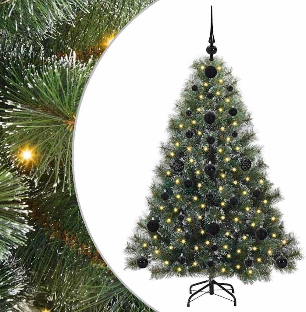 Albero di Natale artificiale con 150 LED verdi da 120 cm in PE e PVC