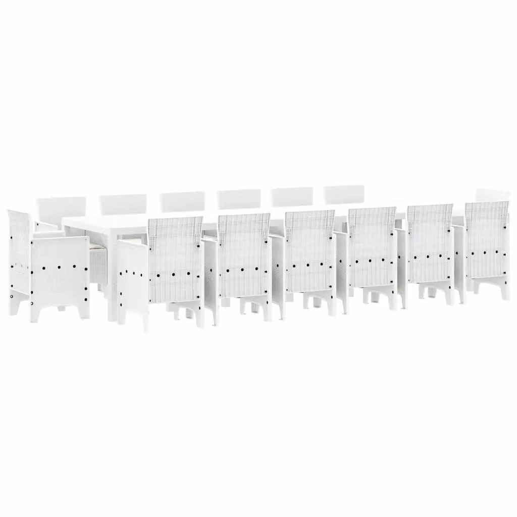 Set da pranzo per giardino e terrazzo vidaXL in rattan bianco con 15 pezzi e cuscini rimovibili – 2