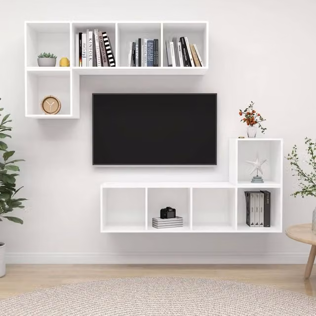 Set Mobili Porta TV 4 pz Bianco in Legno Multistrato 3079808