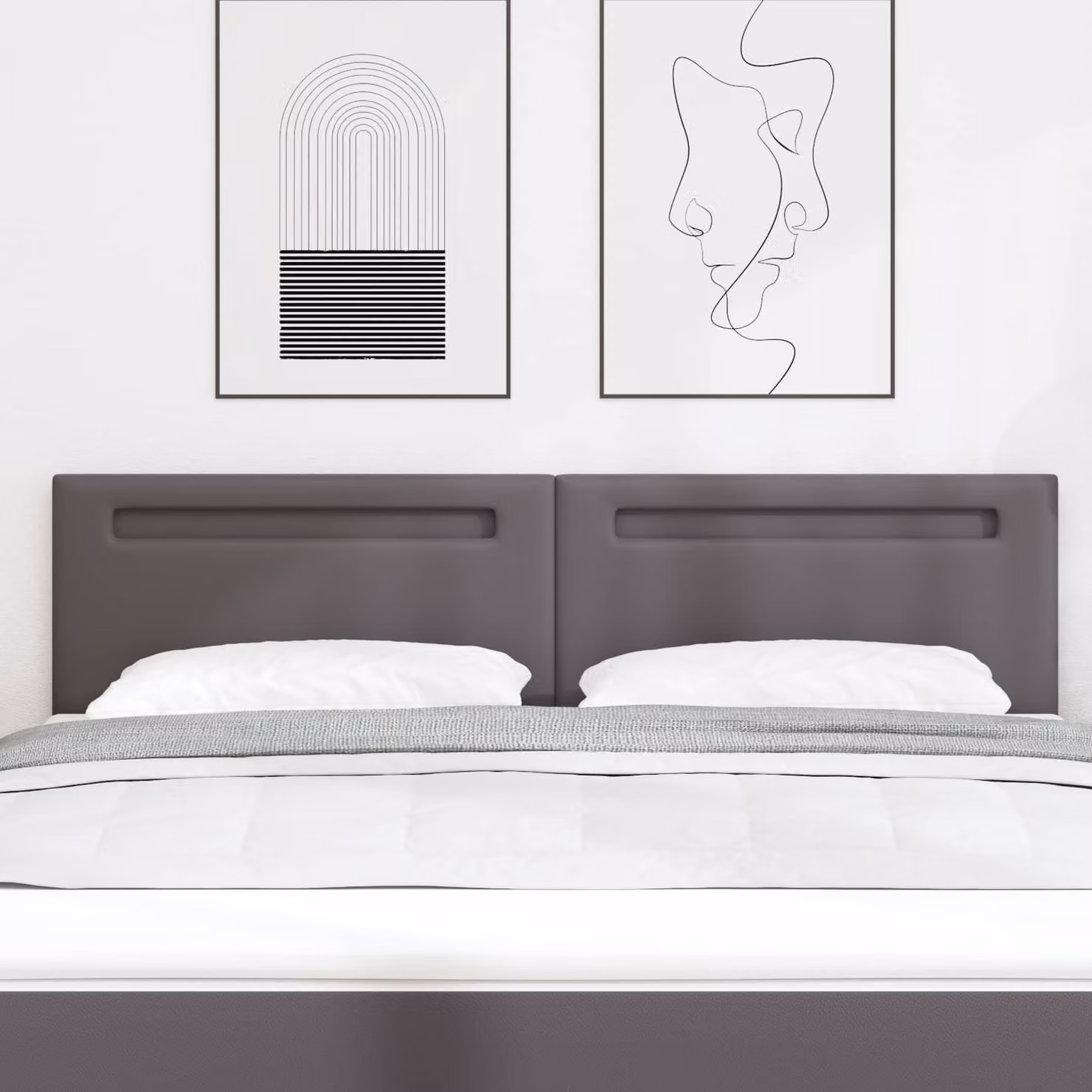 Testiera per letto con illuminazione LED vidaXL in pelle sintetica grigia, larghezza 180 cm