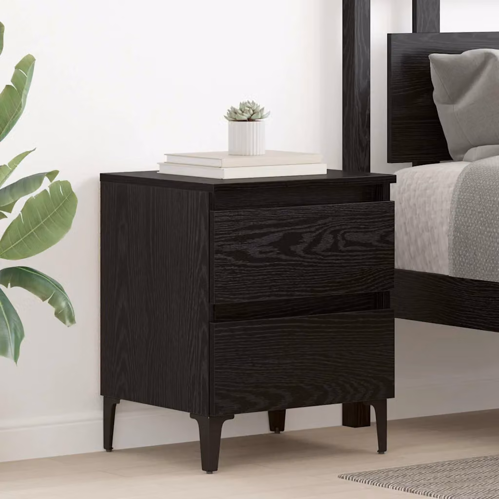 vidaXL Armadio da Notte Moderno Nero Opaco L: 40 cm, P: 35 cm, H: 50 cm