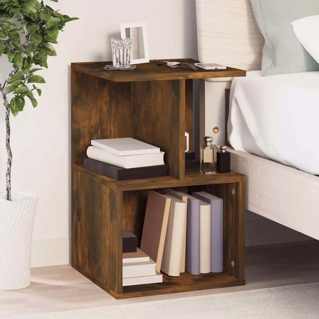 Comodino moderno vidaXL in legno Rovere Fumo, sospeso a parete, marrone, L/P/H: 35 x 35 x 55 cm