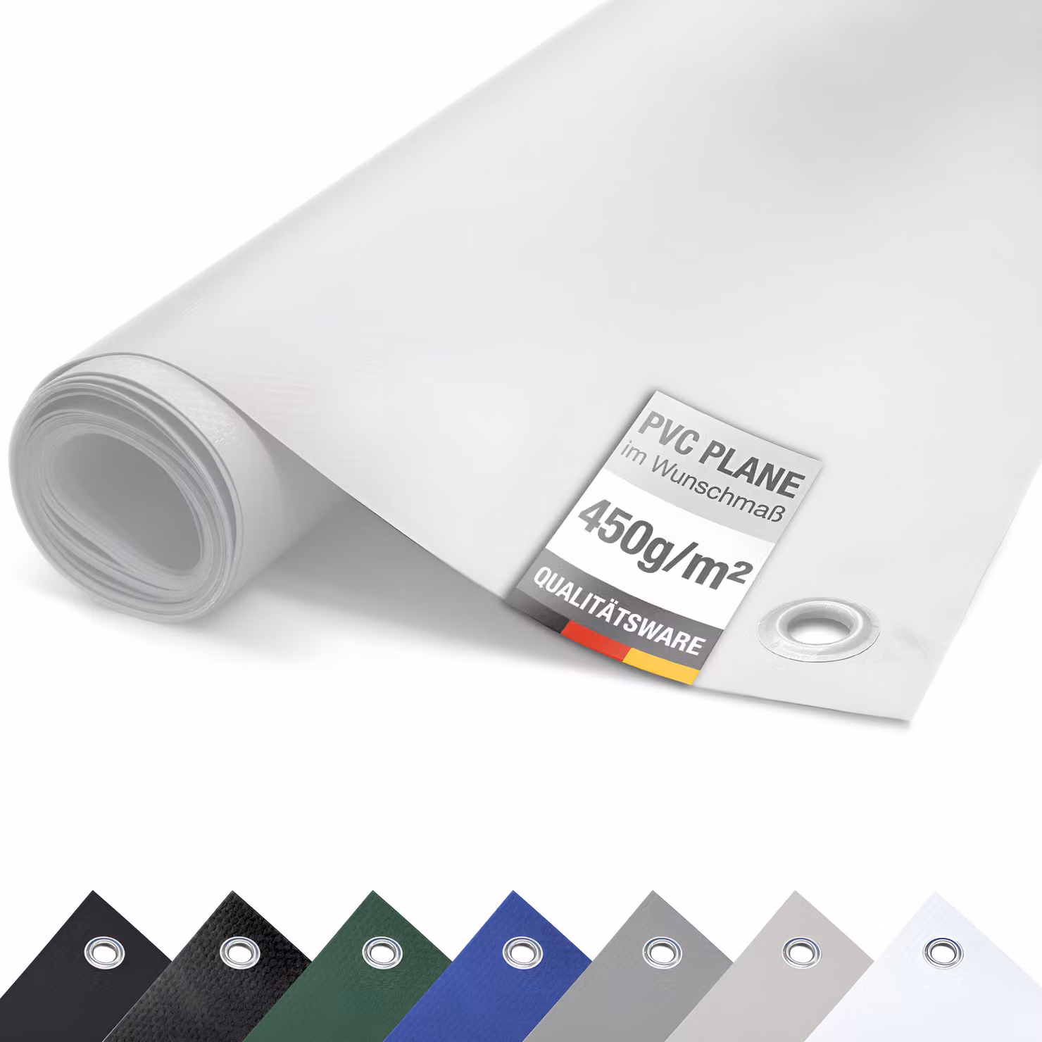 (450g/m²) Telone per camion/telo in PVC con occhielli, telone di copertura (bianco RAL9010, 3m x 20m)