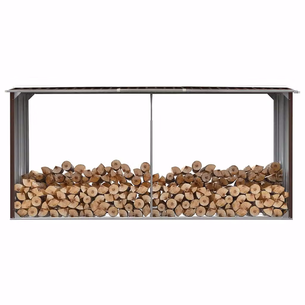 vidaXL Capannone da Giardino in Acciaio Zincato Marrone L: 330 cm, P: 92 cm, H: 153 cm – 1