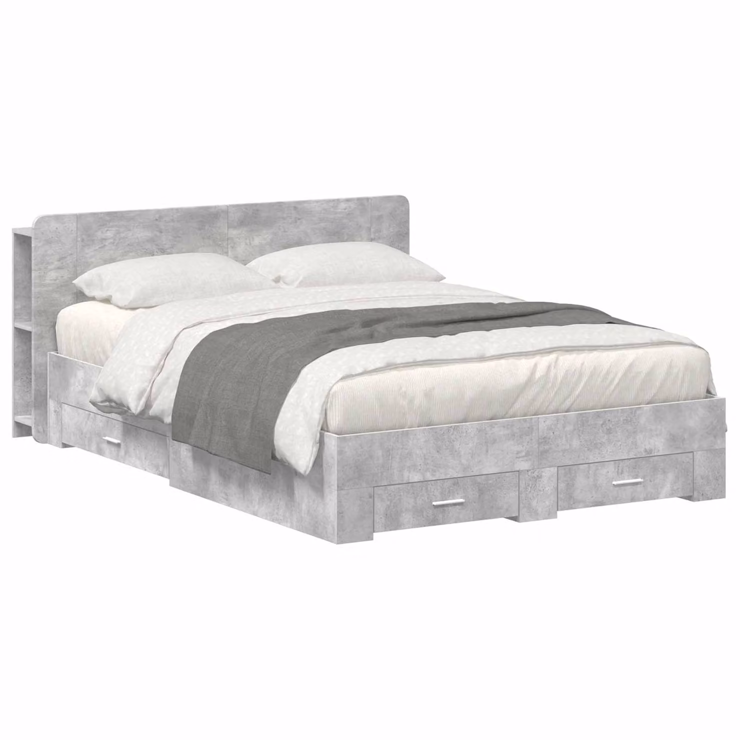 vidaXL Letto moderno con contenitore e cassetti in legno ingegnerizzato, Grigio, L 150 x P 200 cm