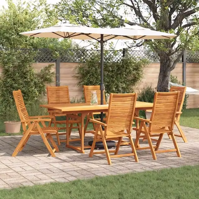 Set da pranzo per giardino e terrazzo vidaXL in legno di acacia marrone composto da 7 pezzi