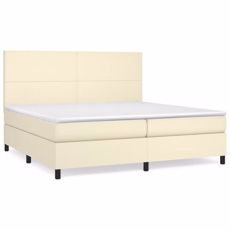 Giroletto a Molle con Materasso Crema 200x200 cm in Pelle finta