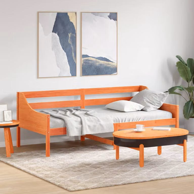 vidaXL Dormeuse in legno di pino marrone cera stile rustico L/P/H: 205.5 x 80 x 76 cm