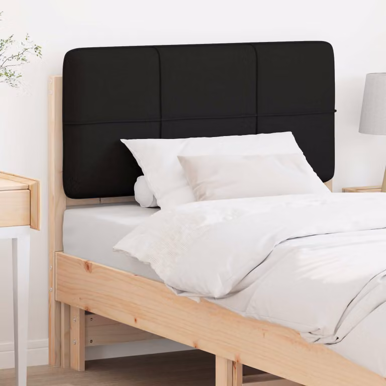 Testiera imbottita moderna vidaXL in pino massello, Marrone e Nero, L: 105,5 cm