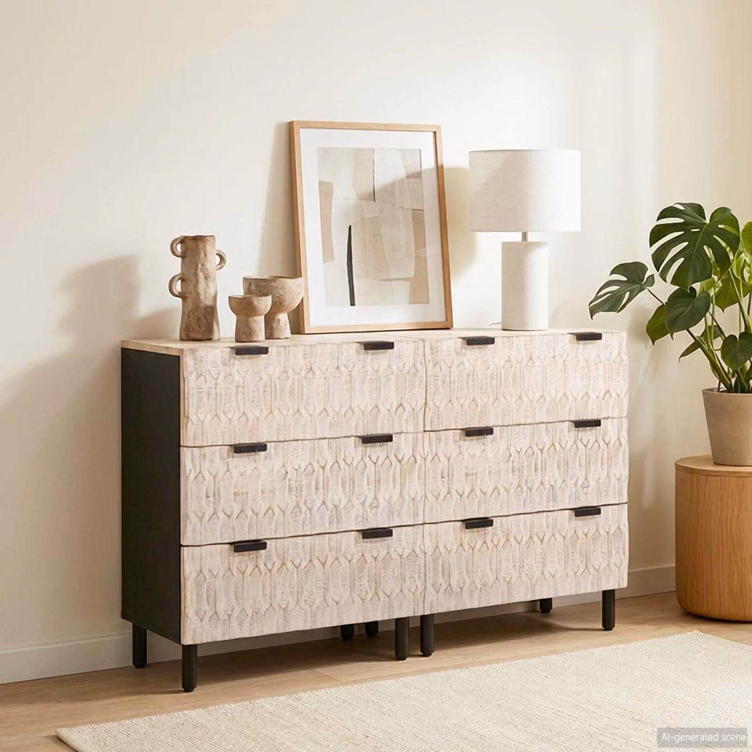 Set di 2 credenze moderne vidaXL in legno di mango e metallo, colore bianco, L 60 cm x P 33 cm x H 75 cm – 1