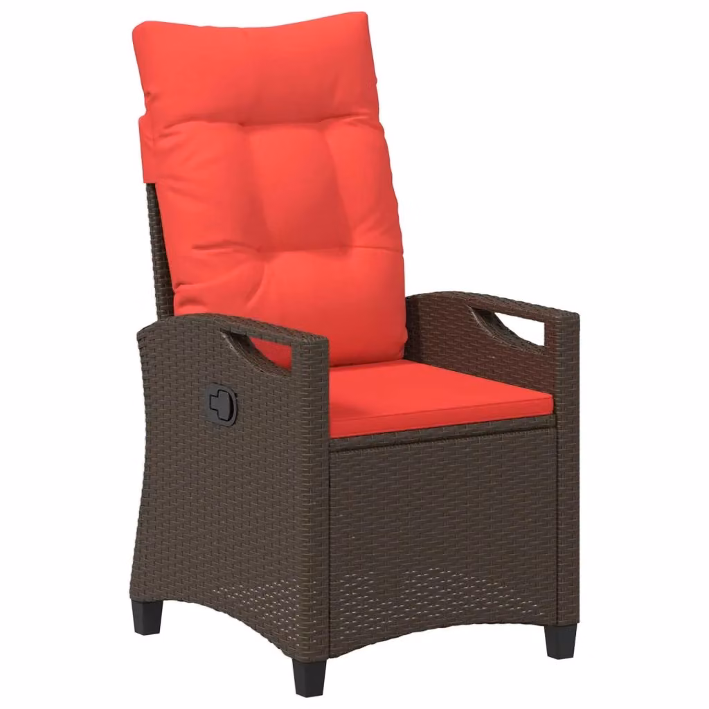 Sedia da giardino reclinabile vidaXL in polyrattan rossa con cuscini L: 56 cm, P: 60 cm, H: 112 cm – 2