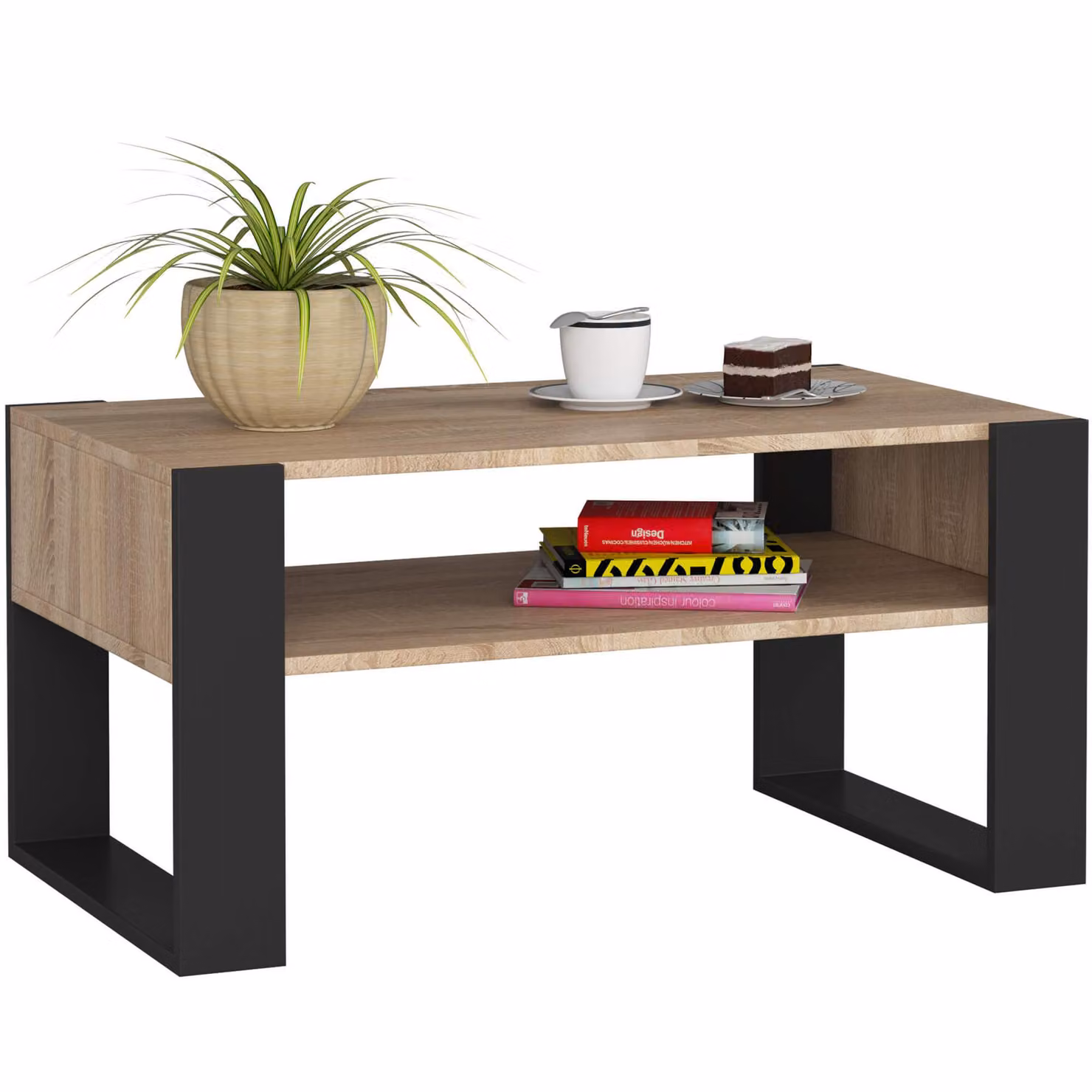 Akord Tavolino Da Salotto Domi Rovere Sonoma/Nero 92X53X45 Cm
