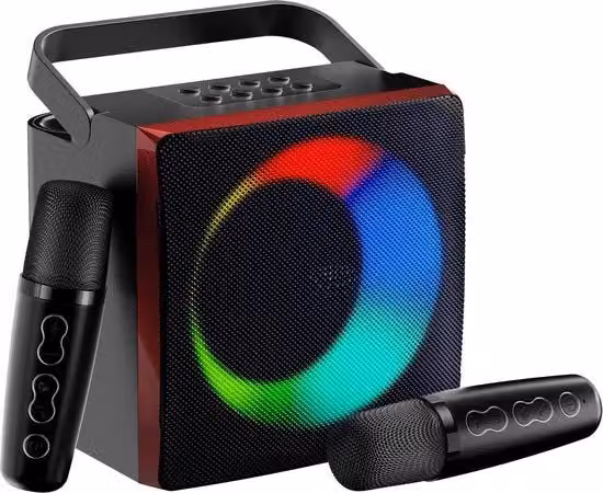 Impianto Karaoke - 2x Microfoni Senza Fili - Set di Karaoke Portatile - con Illuminazione - Altoparlanti Karaoke - Altoparlanti per Karaoke - Adatto per Bambini e Adulti