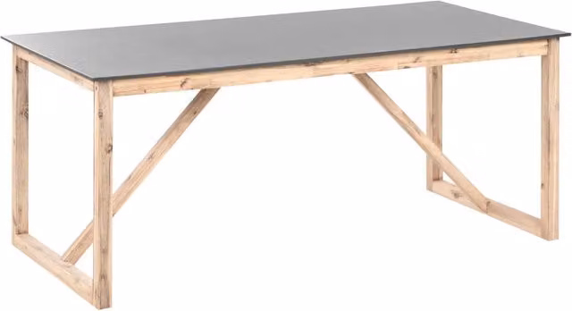 Tavolo da pranzo da giardino Piano in cemento Gambe in legno di acacia 180 x 90 cm Grigio per 6 persone