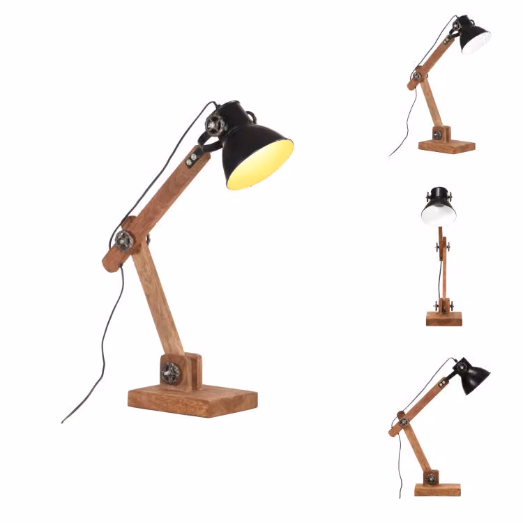vidaXL Lampada da tavolo in stile industriale nera rotonda 58x18x90 cm E27 - Lampade