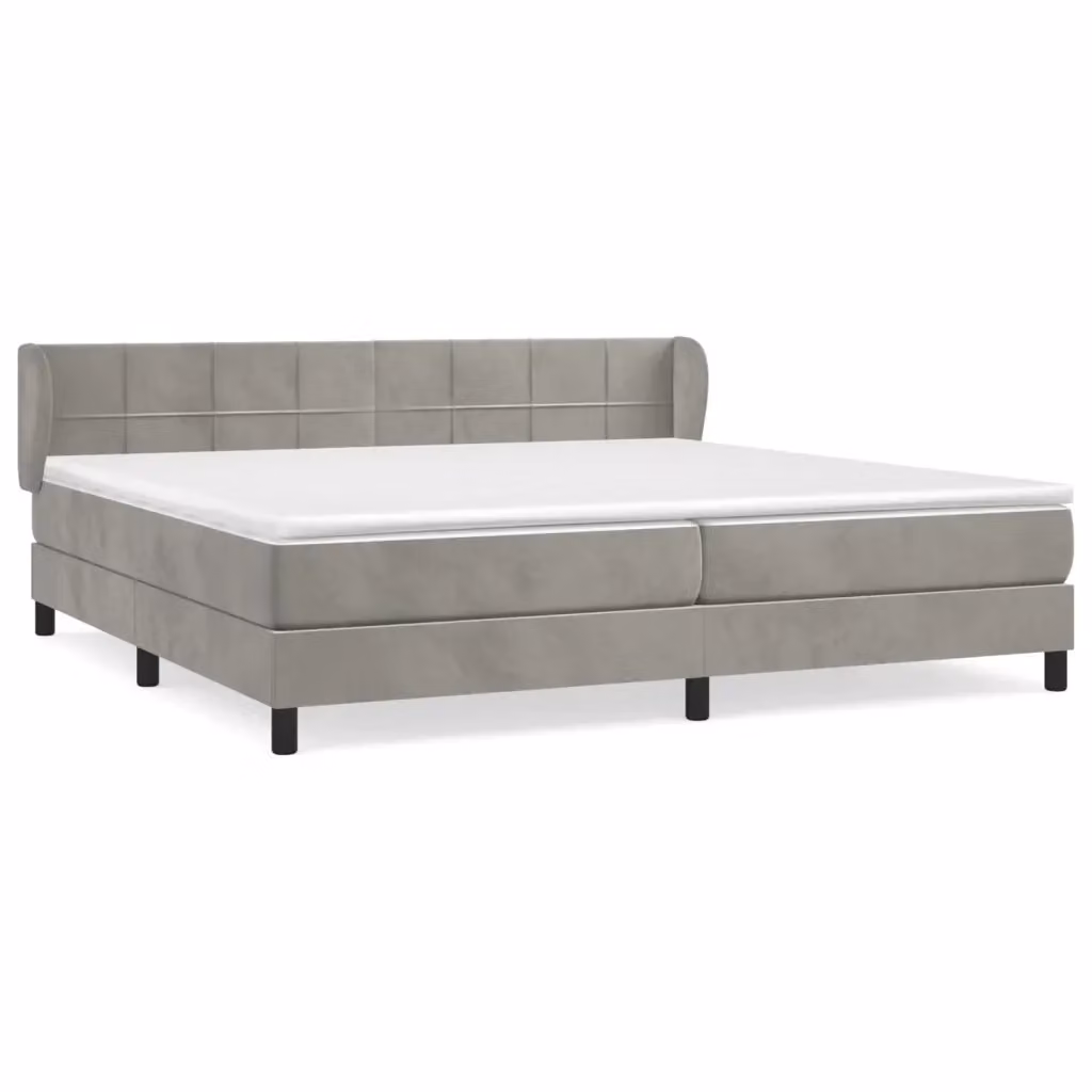 vidaXL Giroletto a Molle con Materasso Ibrido in Velluto Grigio Chiaro L/P/H: 200 x 200 x 88 cm – 2