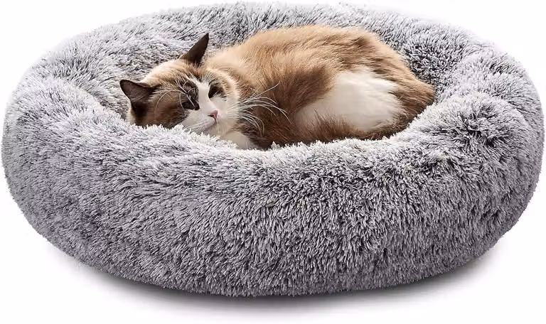 Cuccia per cani, 50 cm, grigia, morbida a forma di ciambella, lavabile, ideale per i viaggi
