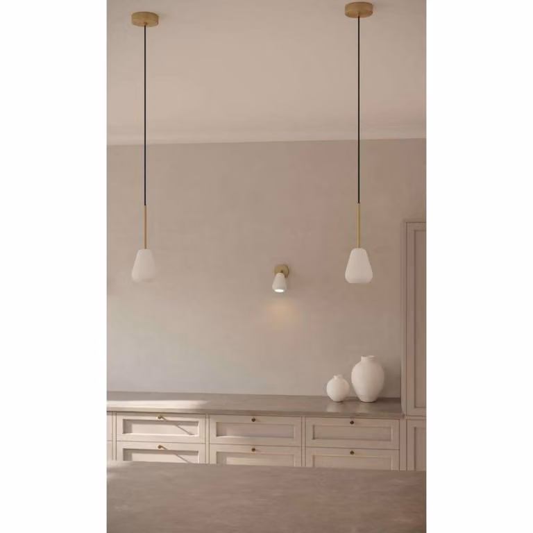 Nuura Aps Faretto da soffitto Anoli Spot Surface Altezza 20 cm oro/bianco Spot, dimmerabile, Ottone / Oro, Soggiorno / Sala da pranzo, Metallo, Scandinavo, Faretto alogeno
