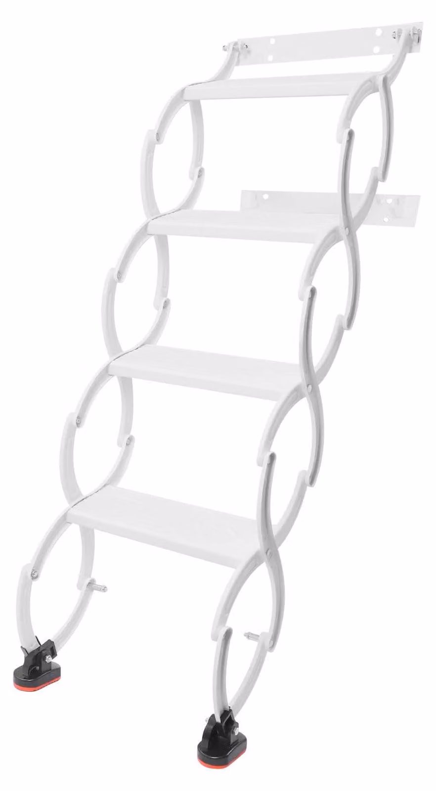 Scala a soffitto – Scala pieghevole a parete – Scala telescopica estensibile – 4 gradini – Acciaio – Bianco