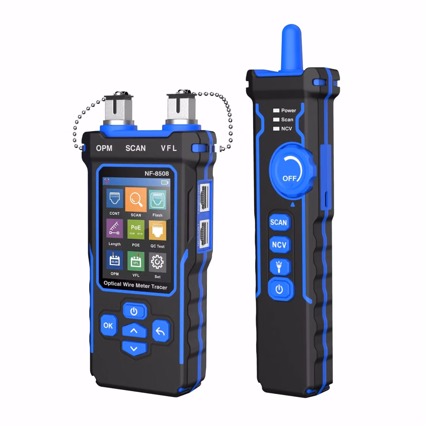 Tester per cavi di rete, test PoE, misuratore di potenza ottica, colore blu