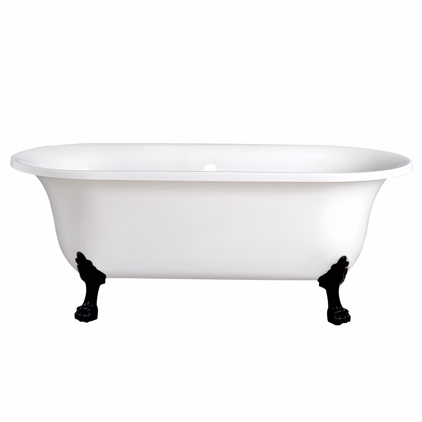 Vasca da Bagno Centro Stanza in Acrilico 1730 x 780mm con Piedini a Zampa di Leone Neri - Richmond