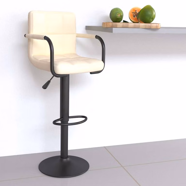 Sgabello da bar vidaXL moderno con seduta girevole a 360 gradi in tessuto e similpelle beige e nero