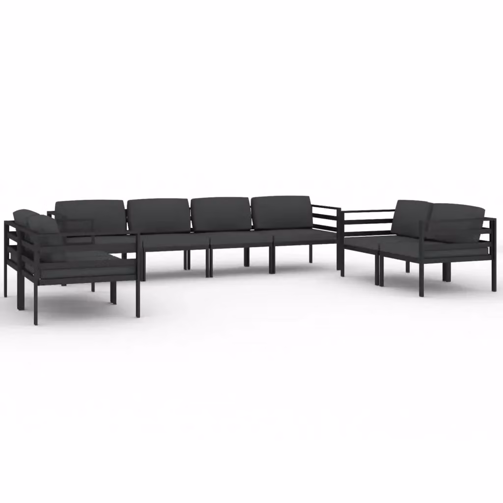vidaXL Set di Divani da Giardino 8 Pezzi con Cuscini in Alluminio Antracite e Design Moderno a L – 2