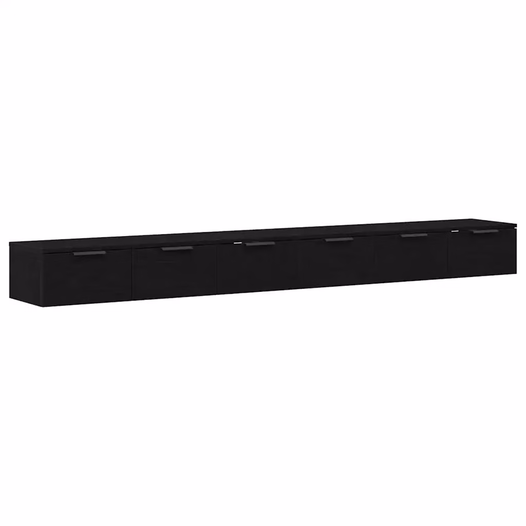 Set di 2 mobili a muro moderni vidaXL in MDF nero opaco L 102 x P 30 x H 20 cm – 2
