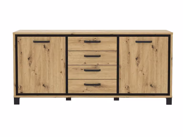Credenza TRONDHEIM Rovere artigianale / nero