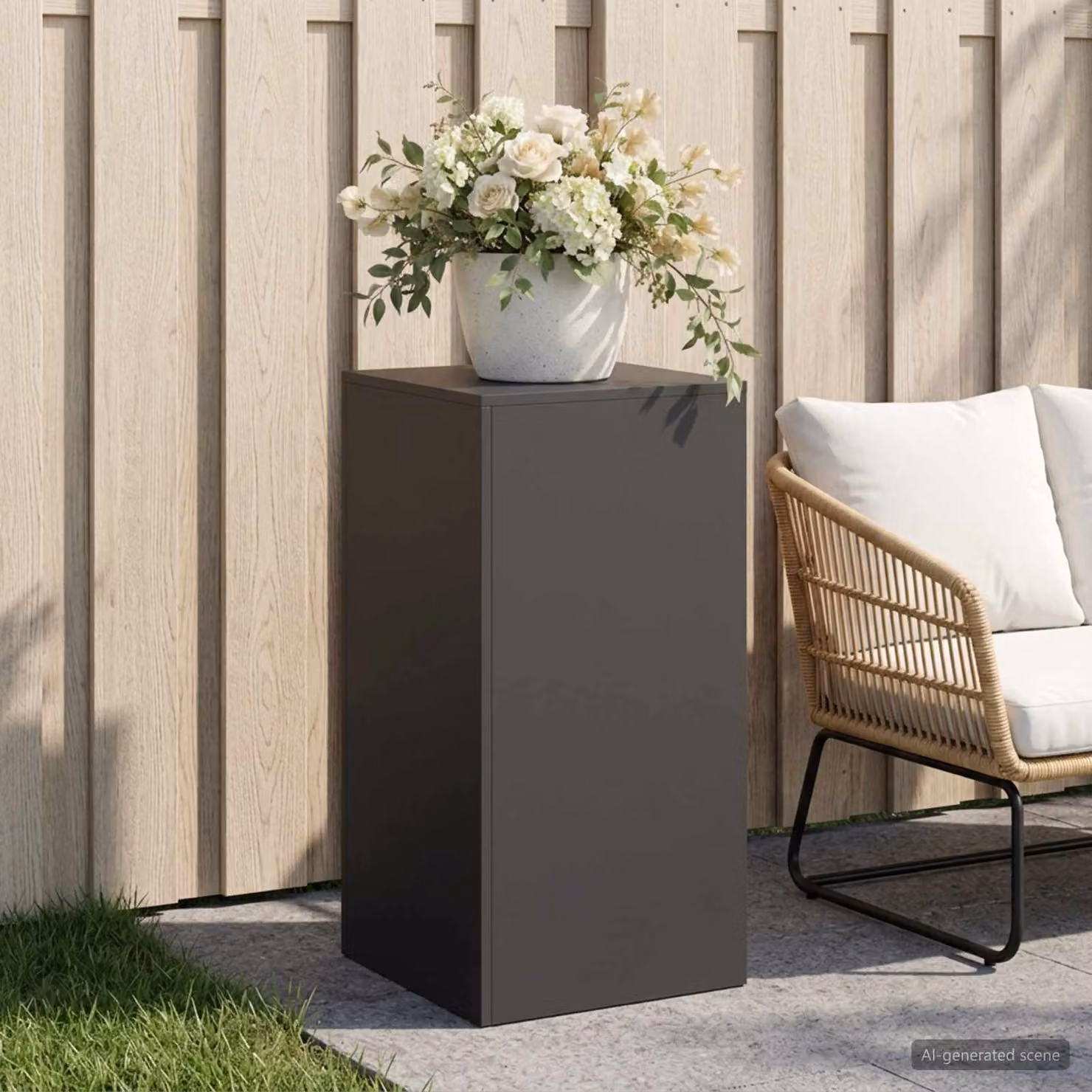 vidaXL Supporto per piante in metallo nero opaco L/P/H: 40 x 40 x 80 cm