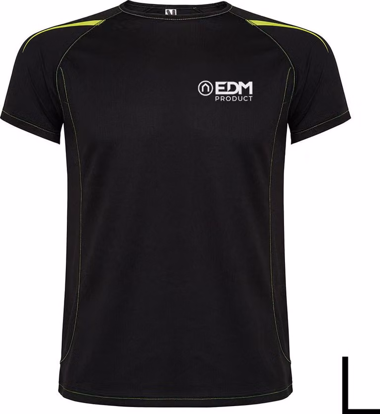 *merchandising* maglietta sportiva nera taglia L Roly EDM