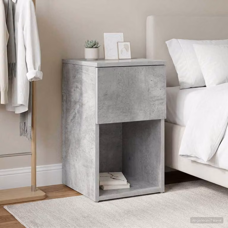 vidaXL Armadietto per letto moderno in MDF Grigio, L/P/H: 29 x 31,5 x 49 cm