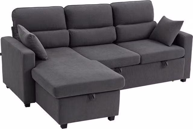 Divano letto angolare in velluto XYLO grigio L/P/H: 205 x 135 x 76 cm – 1