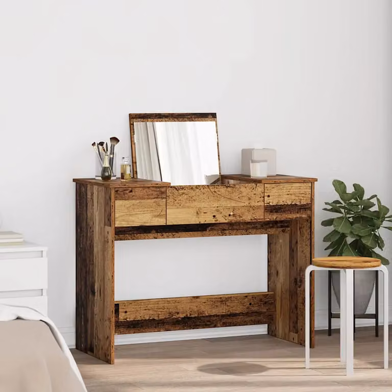vidaXL Tavolo per Cosmetici in Legno Marrone, L/P/H: 100 x 45 x 76 cm