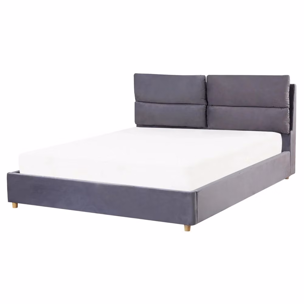 Letto matrimoniale Beliani con contenitore in velluto grigio L/P/H: 160 x 200 x 105 cm – 2