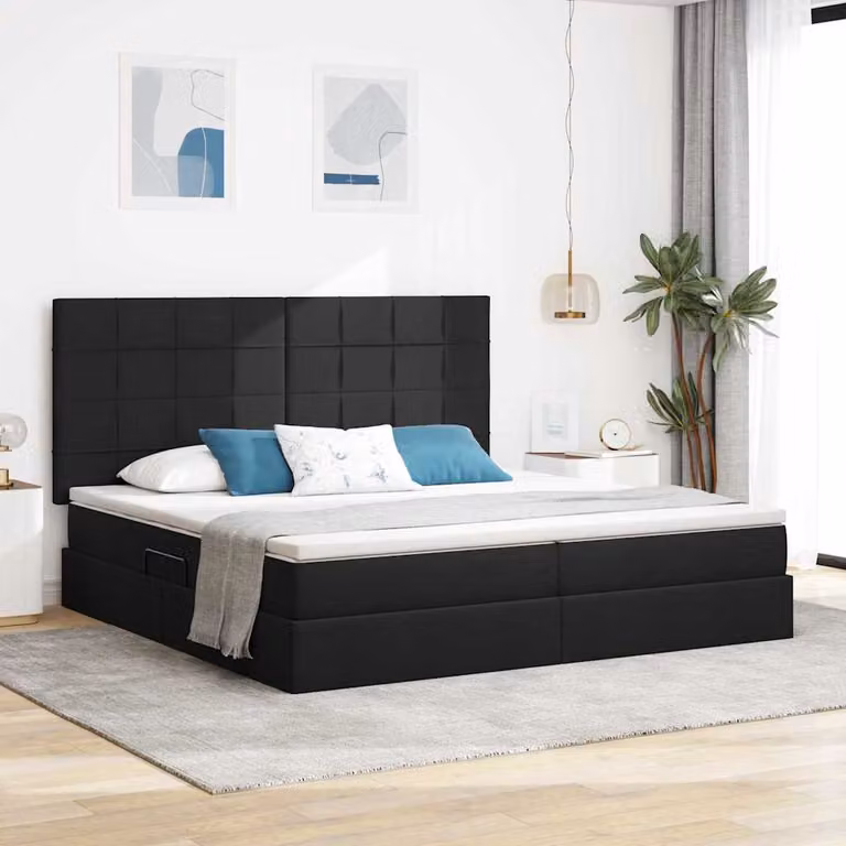 Letto con contenitore e materasso vidaXL Nero L/P/H: 200 x 200 x 280 cm