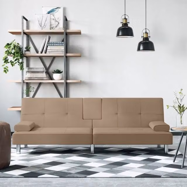 Divano Letto Click Clack Moderno vidaXL in Similpelle Beige con Funzione Letto L/P/H: 140 x 200 cm – 1