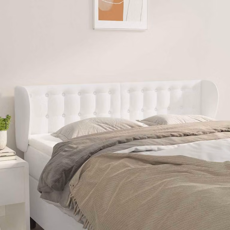 Testiera ad orecchio vidaXL in similpelle bianca per camera da letto L: 147 cm, P: 23 cm, H: 78/88 cm