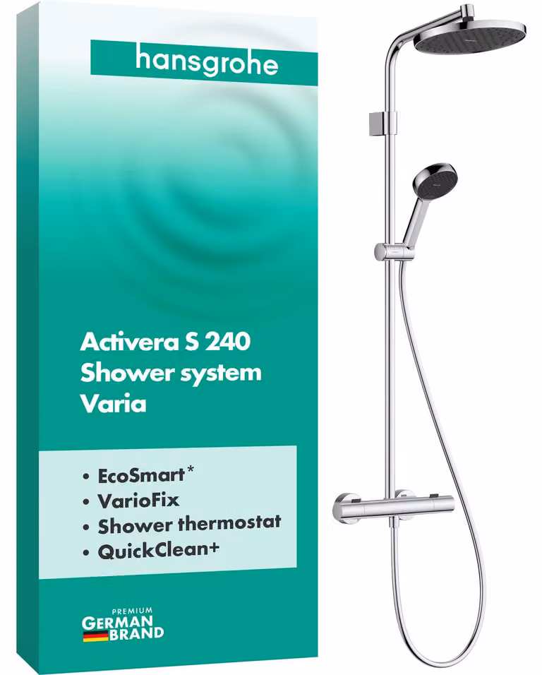 Sistema doccia Activera S, doccia a pioggia da 240 mm, termostatico, cromato
