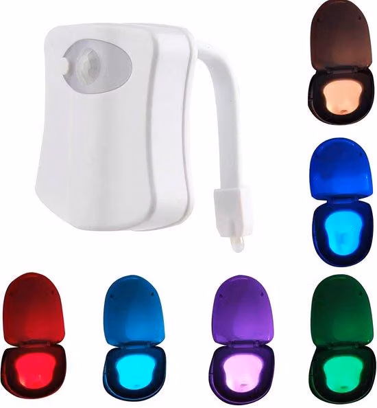 Luce per bagno con sensore di movimento automatico, 8 colori intercambiabili, per bambini e bagno