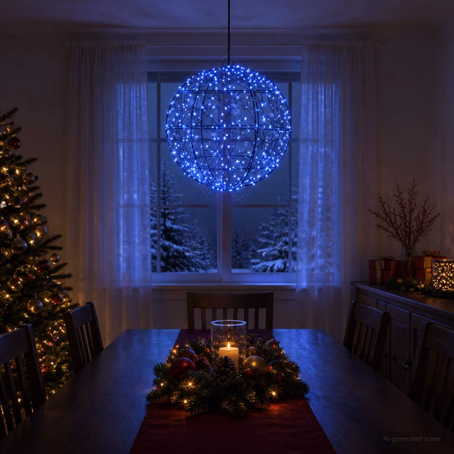vidaXL Luce a punta di Natale 300 LED Blu Diametro 30 x 32 cm