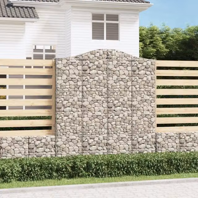 Cesto Gabbione ad Arco vidaXL in Acciaio Zincato Argento L: 200 cm, P: 30 cm, H: 220/240 cm – 1