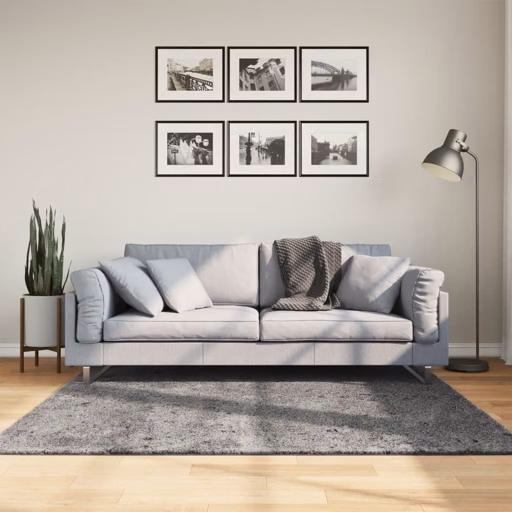 Tappeto a pelo corto vidaXL HUARTE Antracite, Lavabile e Antiscivolo, 160 x 160 cm