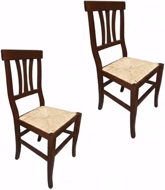 Set di 2 sedie in legno di faggio con seduta in paglia color noce Mobili 2G – 5