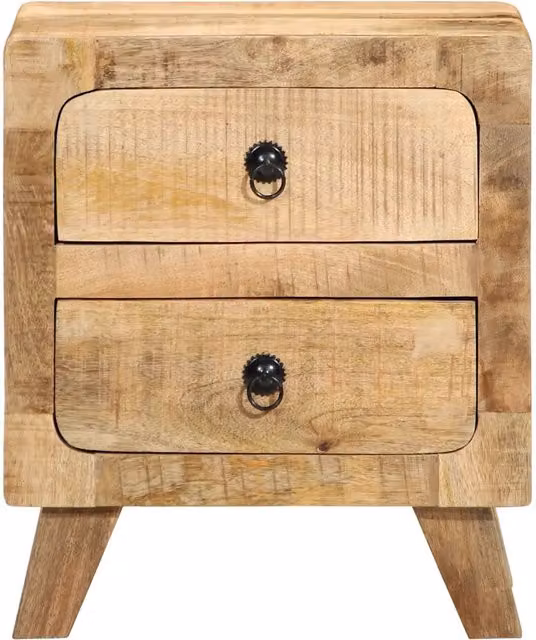 Comodino | Armadio da Notte | Mobiletto da notte 40x32x46 cm in Legno Massello di Mango Grezzo