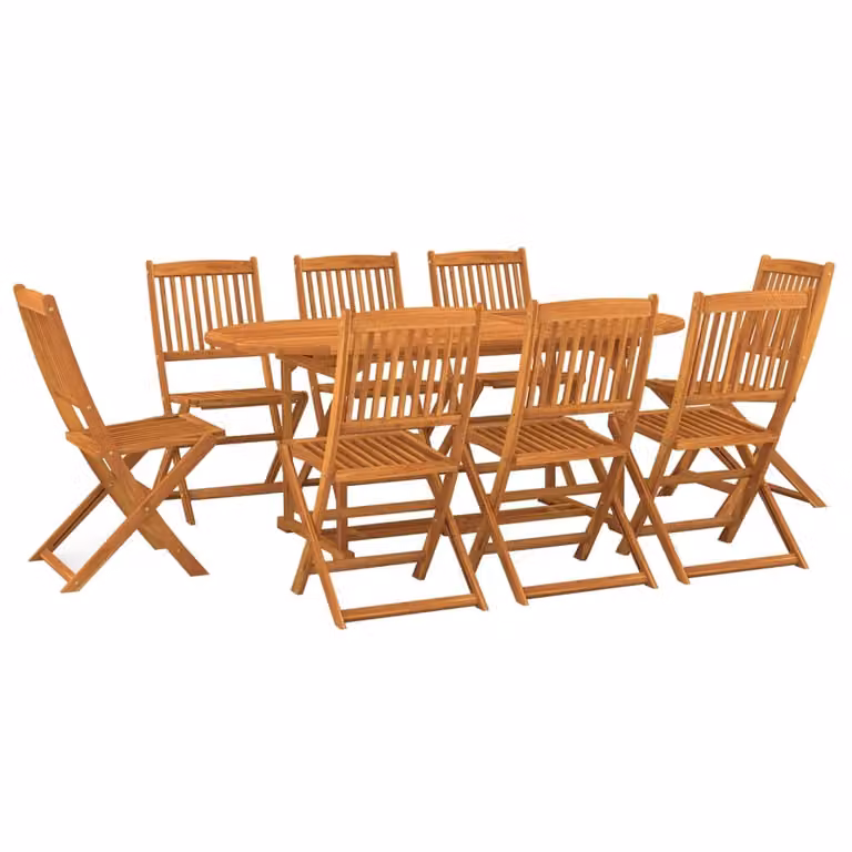 Set da Pranzo da Giardino 9pz 180x90x75cm Legno Massello Acacia