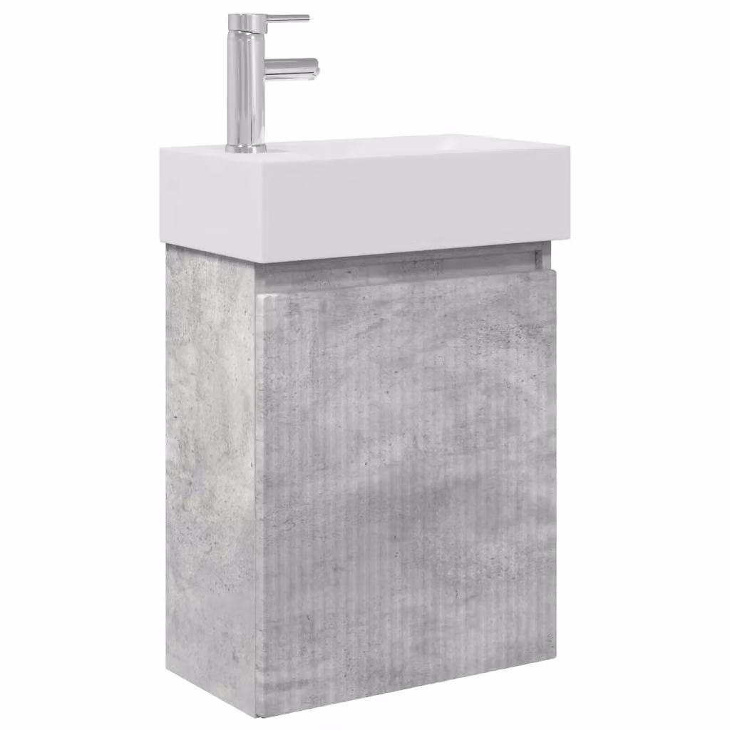 Mobile bagno sospeso vidaXL Grigio e Bianco con rubinetto L 45,5 cm x P 22,5 cm x H 84 cm – 2